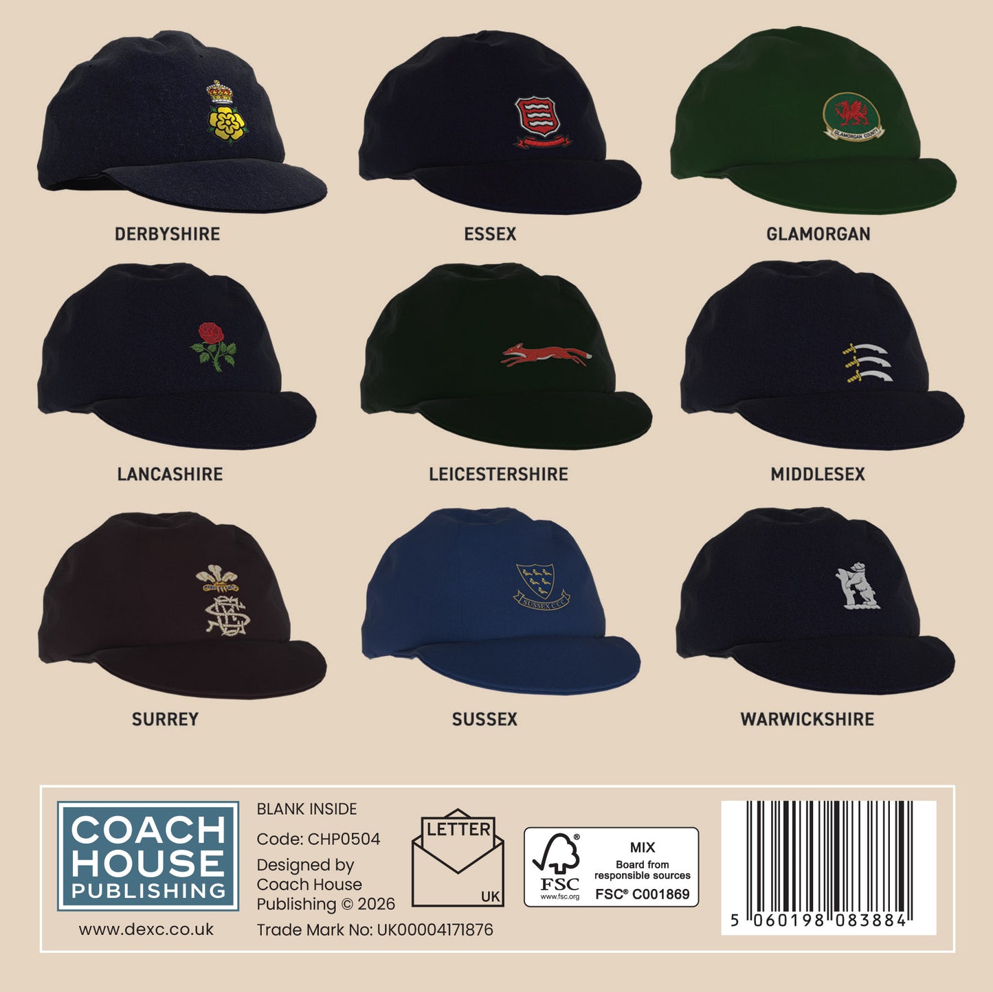 Vintage Cricket Caps Greetings Card (MINIMUM ORDER QUANTITY x 6 UNITS)