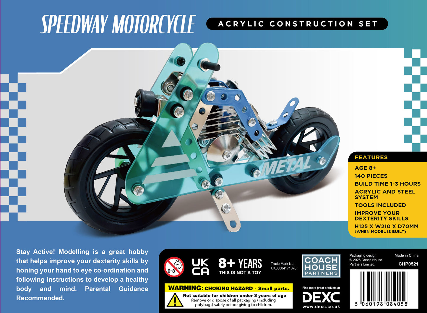 Speedway Motorcycle Acrylic/Metal Construction Set (MINIMUM ORDER QUANTITY x 4 UNITS)