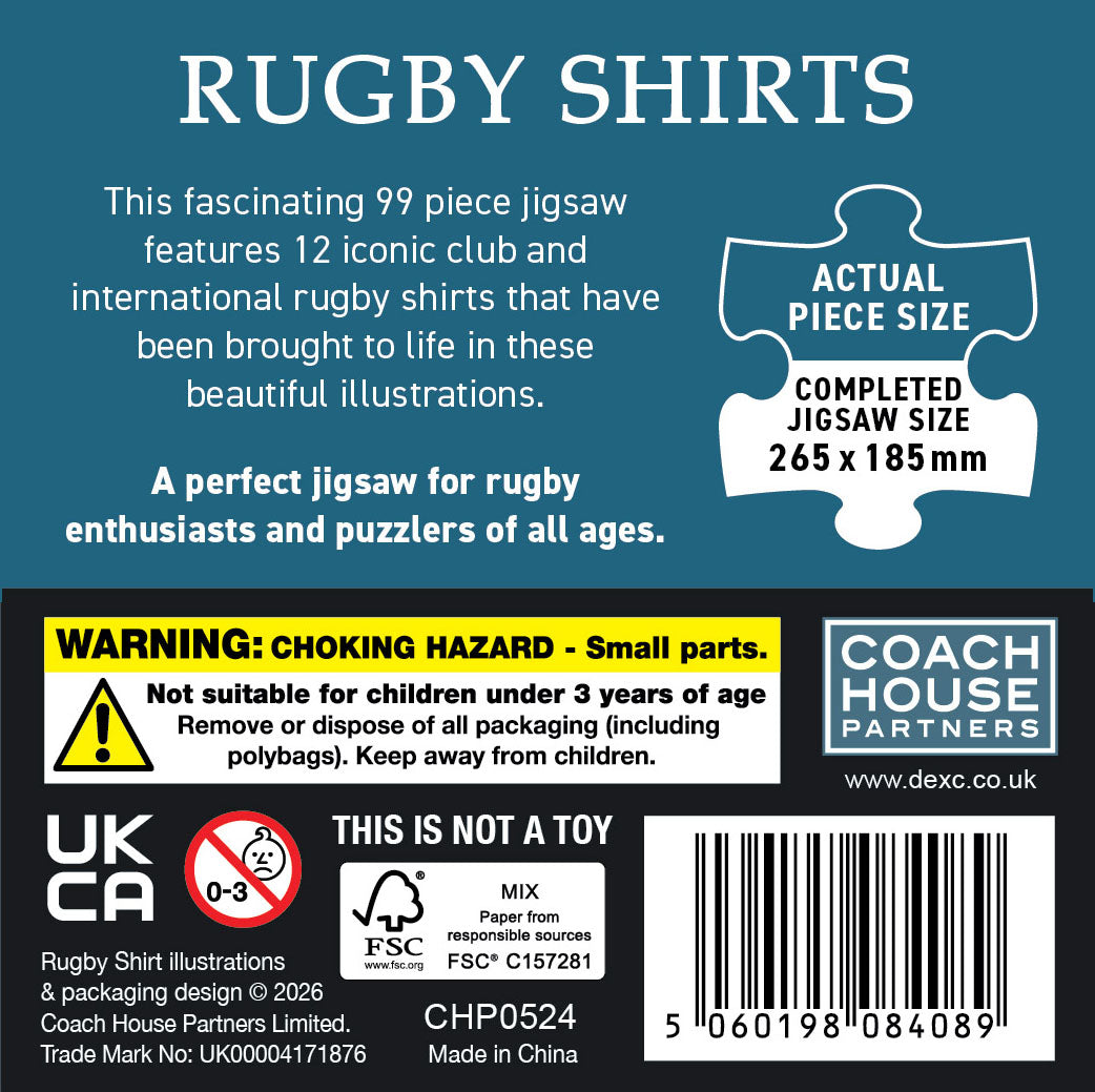Rugby Shirts 99 Piece Jigsaw (MINIMUM ORDER QUANTITY x 6 UNITS)