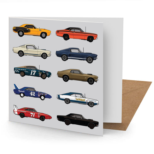 American Muscle Cars Greetings Card (MINIMUM ORDER QUANTITY x 6 UNITS)