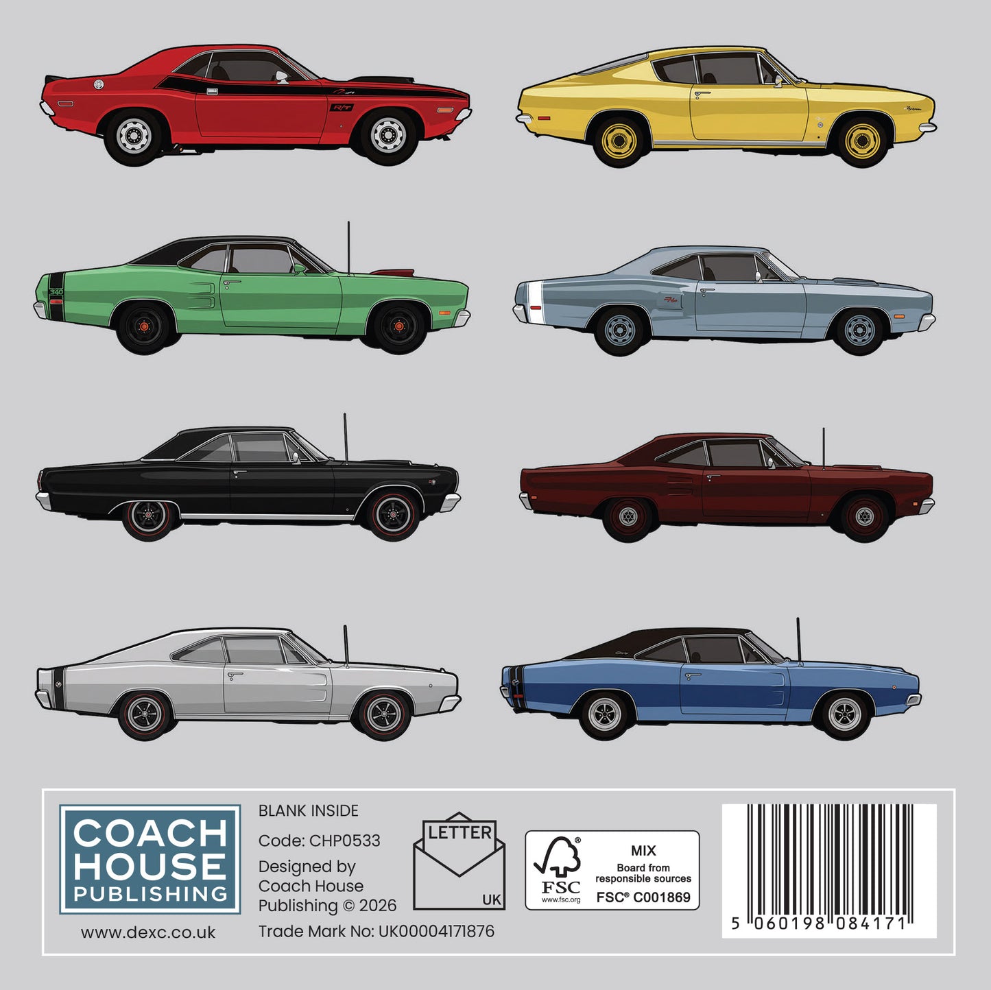 American Muscle Cars Greetings Card (MINIMUM ORDER QUANTITY x 6 UNITS)
