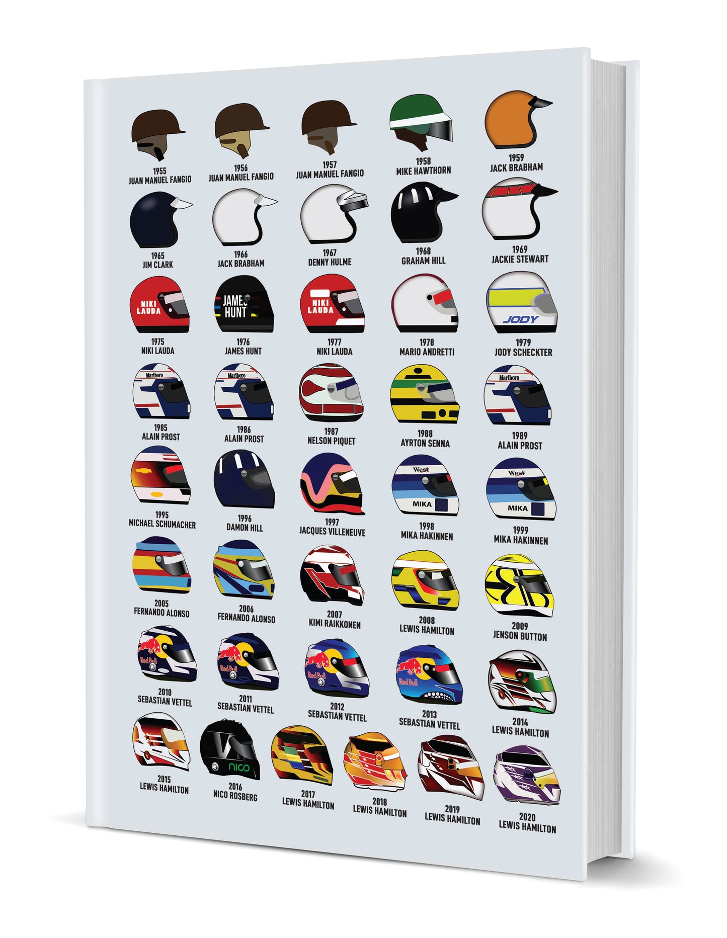 Grand Prix Driver Helmets Hardback Lined Notebook (MINIMUM ORDER QUANTITY x 4 UNITS)