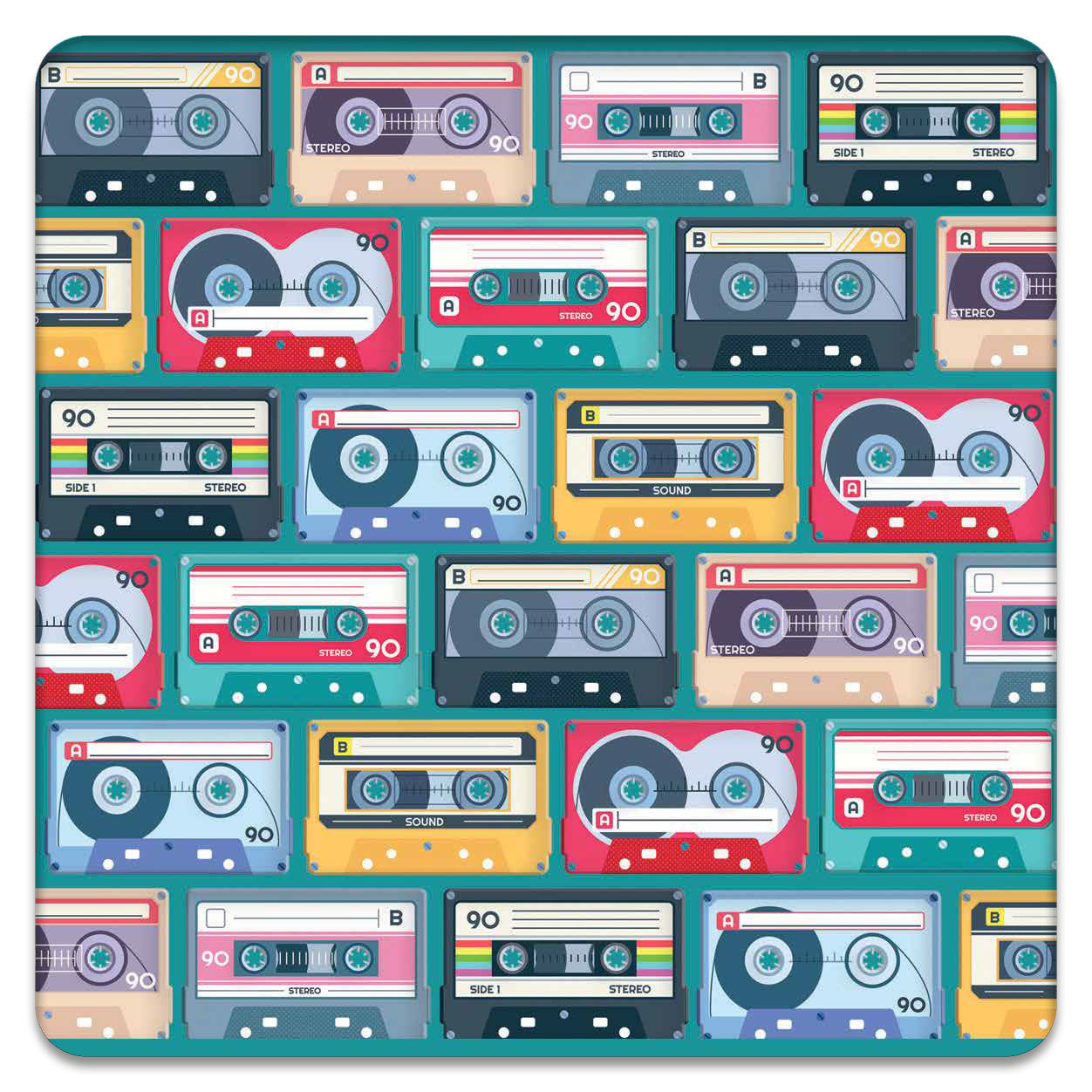 Cassette Tapes Bamboo Drinks Coaster  (MINIMUM ORDER QUANTITY x 4 UNITS)