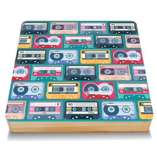Cassette Tapes Bamboo Drinks Coaster  (MINIMUM ORDER QUANTITY x 4 UNITS)