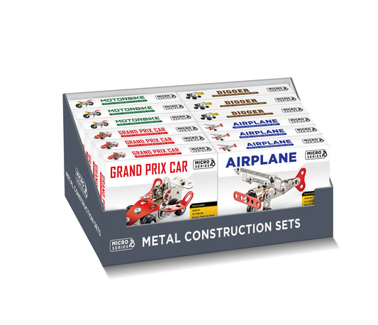 Micro Series Metal Construction Sets Display Box incl 12 mixed models