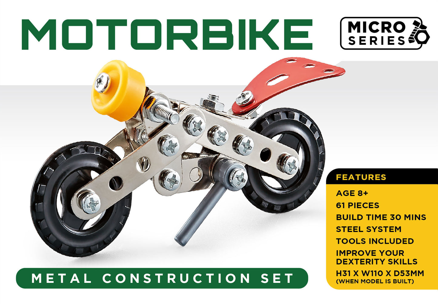 Micro Series Motorbike Metal Construction Set (MINIMUM ORDER QUANTITY x 6 UNITS)