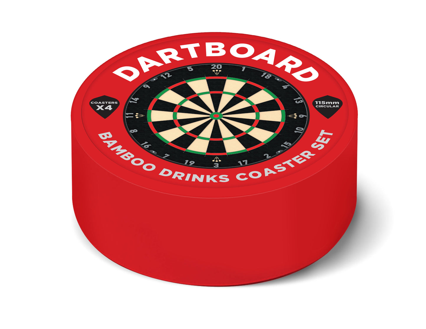 Dartboard Bamboo Drinks Coaster x4 Gift Set (MINIMUM ORDER QUANTITY x 4 UNITS)