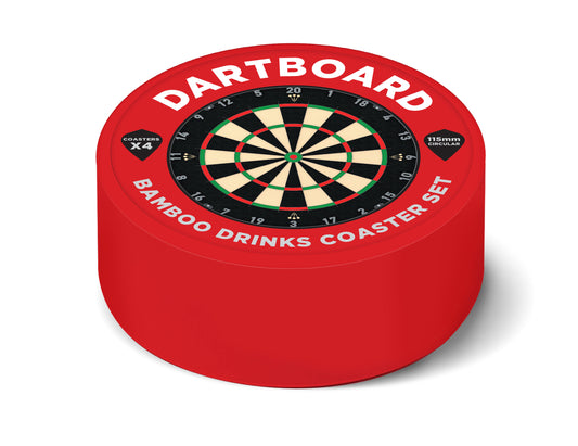 Dartboard Bamboo Drinks Coaster x4 Gift Set (MINIMUM ORDER QUANTITY x 4 UNITS)