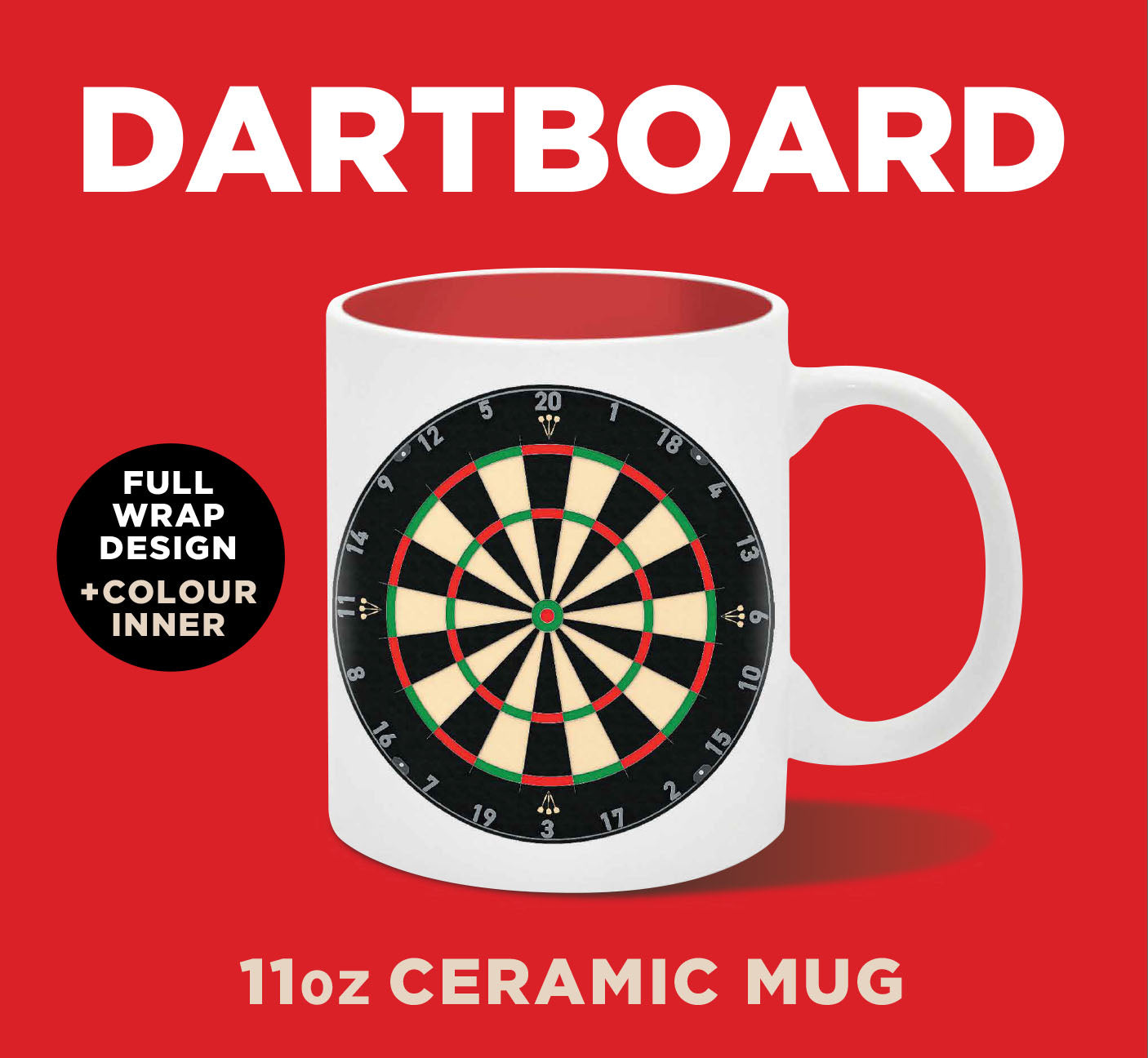 Dartboard Ceramic Mug 11oz (MINIMUM ORDER QUANTITY X 4 UNITS)