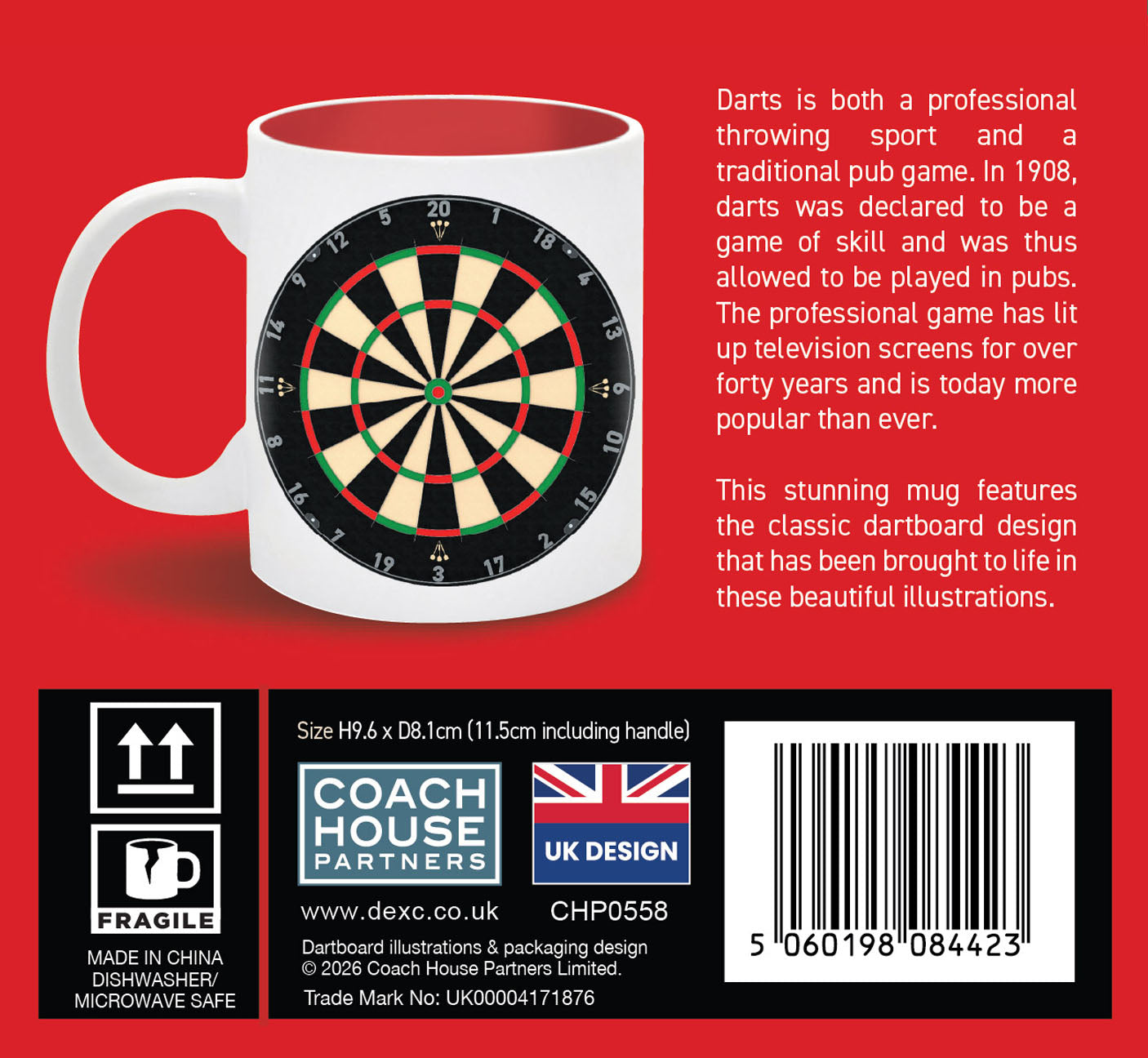 Dartboard Ceramic Mug 11oz (MINIMUM ORDER QUANTITY X 4 UNITS)