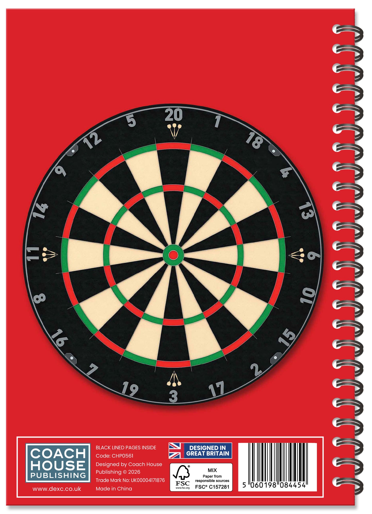 Dartboard Spiral Bound Notebook  (A5 Lined Pages) (MINIMUM ORDER QUANTITY x 4 UNITS)