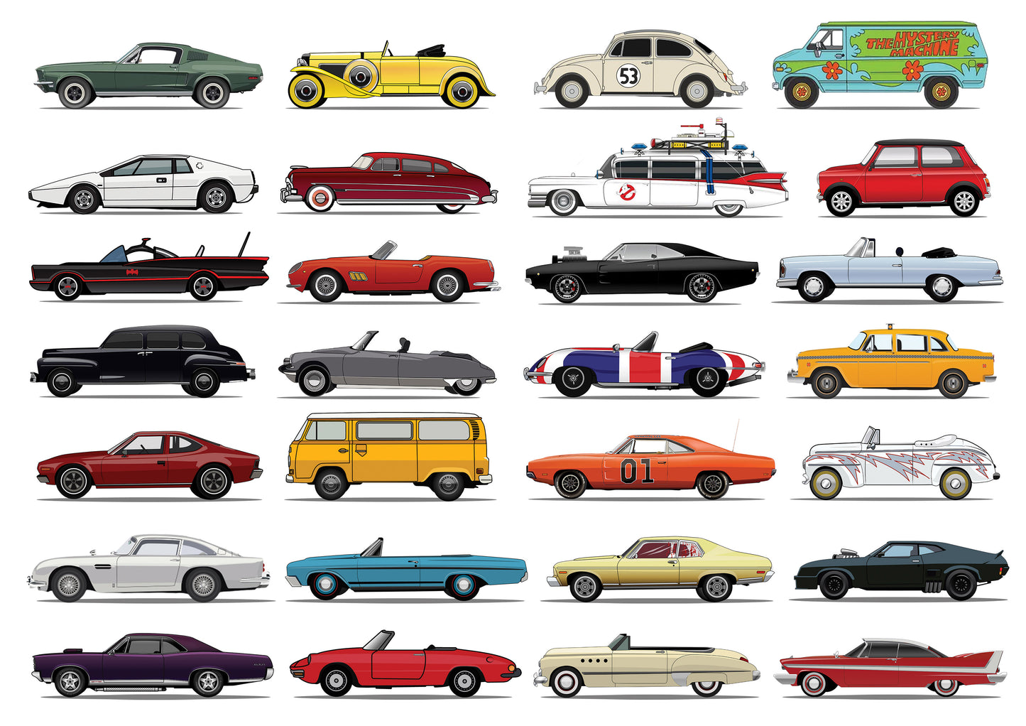 TV Cars A3 Print (MINIMUM ORDER QUANTITY x 4 UNITS)