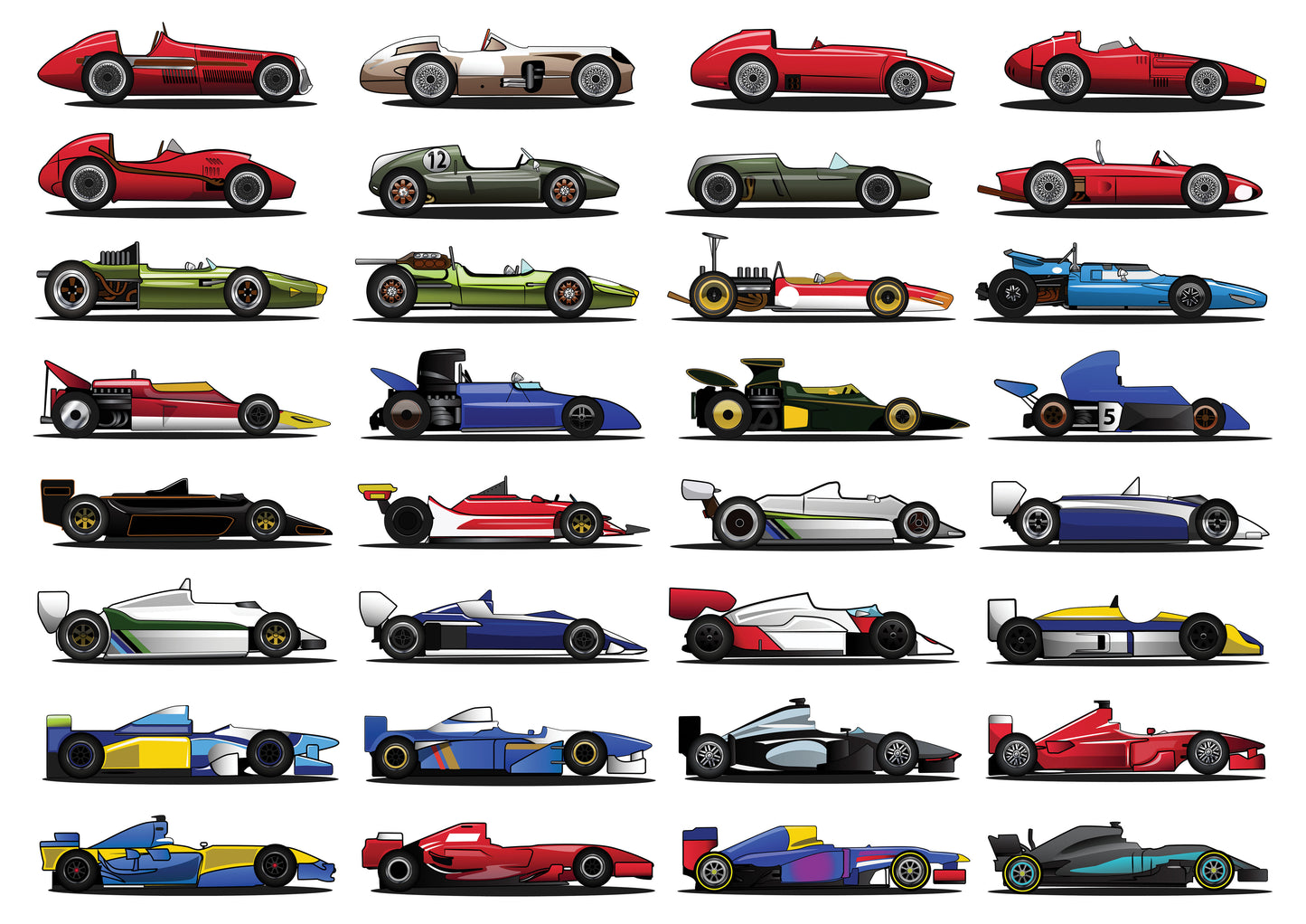 Grand Prix Cars A3 Print ( MINIMUM ORDER QUANTITY x 4 UNITS )