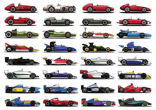 Grand Prix Cars A3 Print ( MINIMUM ORDER QUANTITY x 4 UNITS )