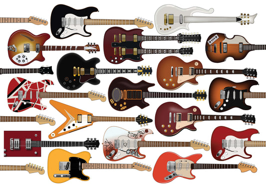 Guitars A3 Print  MINIMUM ORDER QUANTITY x 4 UNITS )