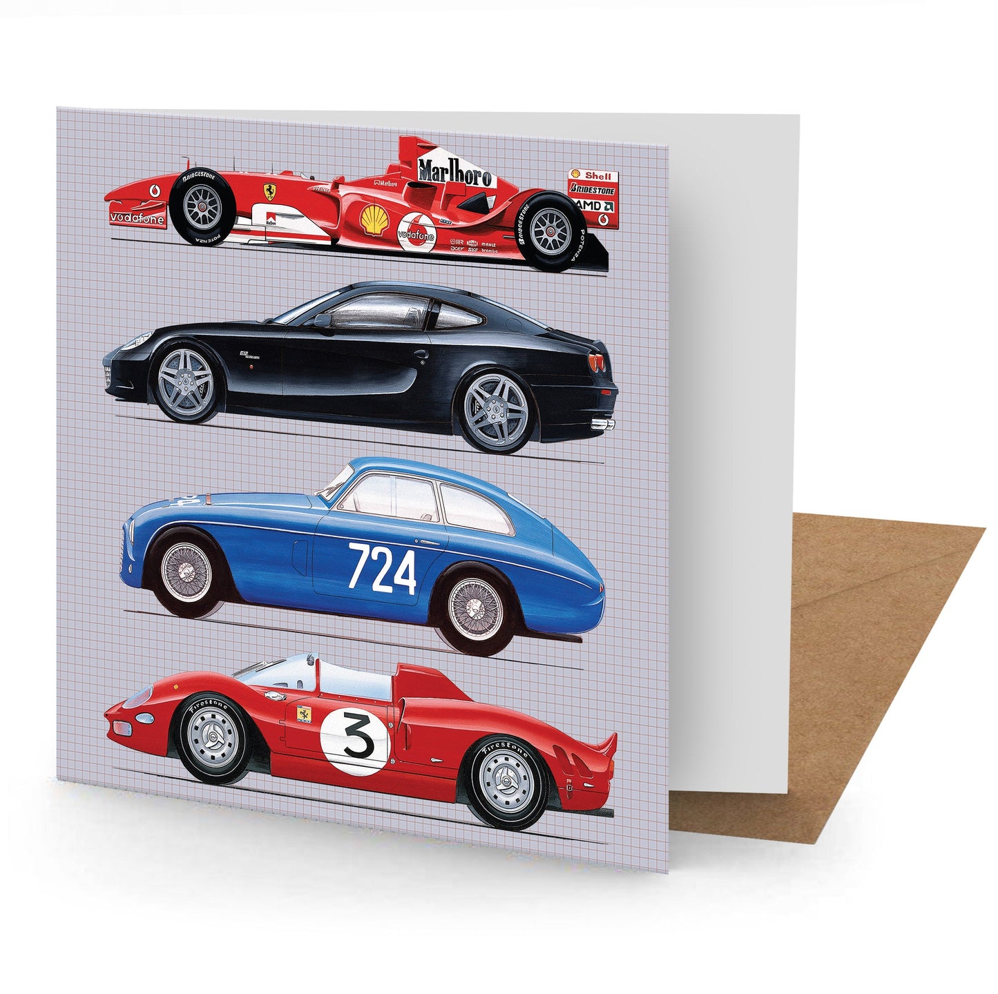 Ferrari Greetings Card (150x150 blank)