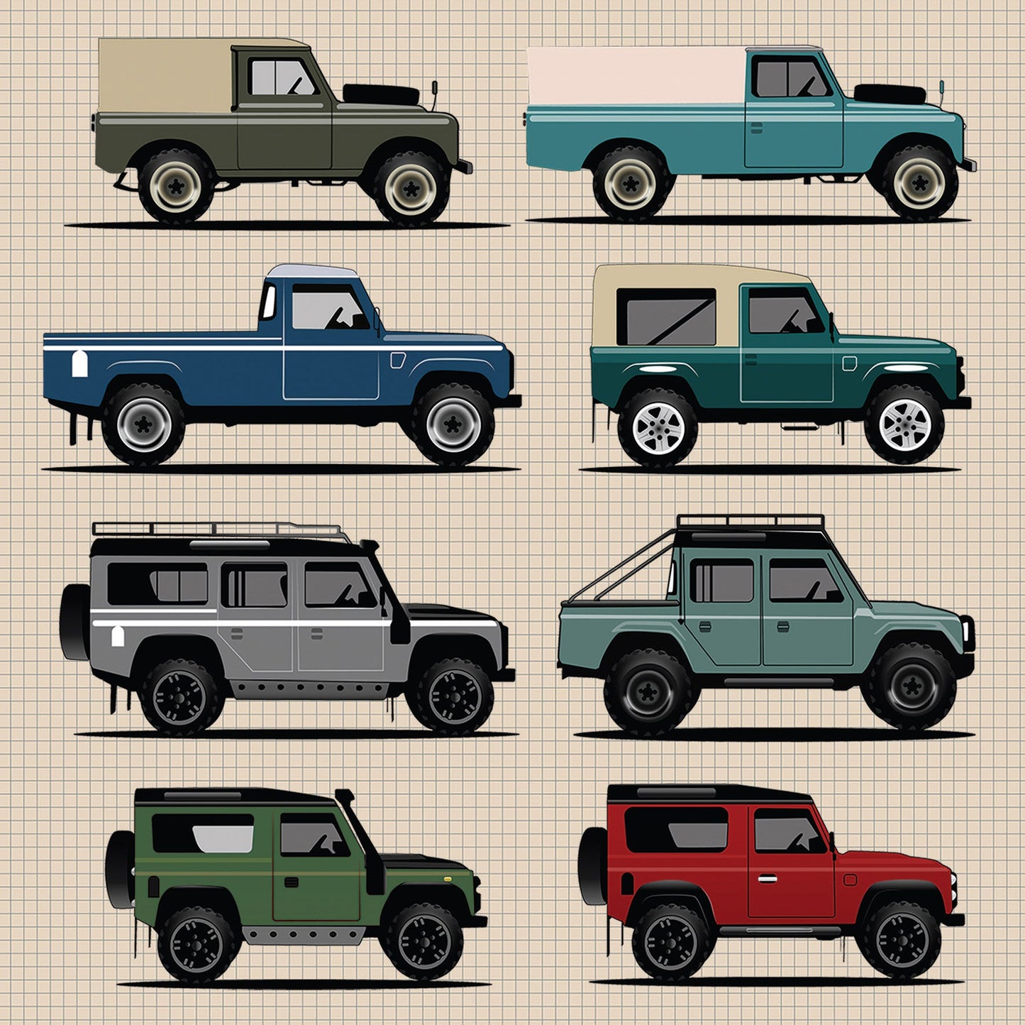 Land Rover Greetings Card (150x150 Blank)