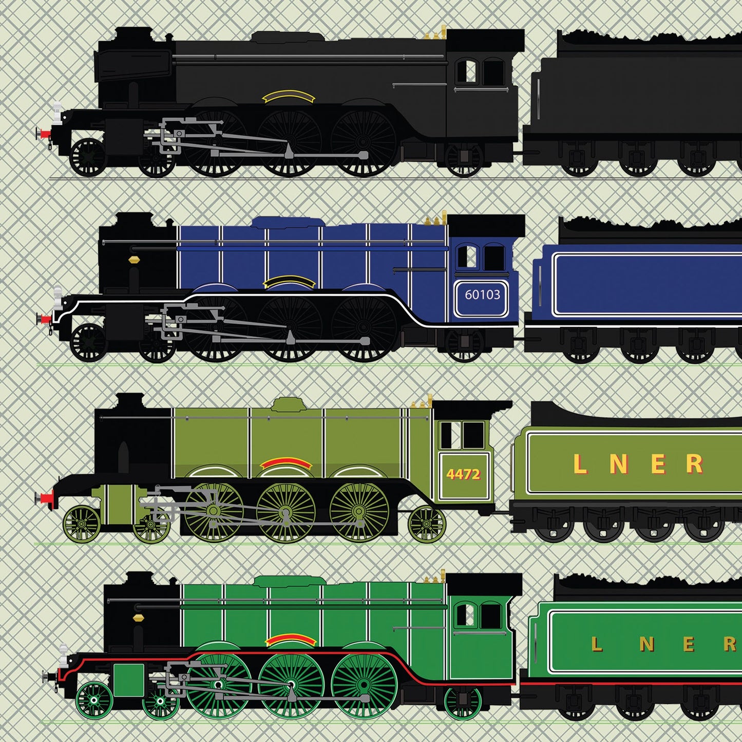 Flying Scotsman Greetings Card (150x150 blank)