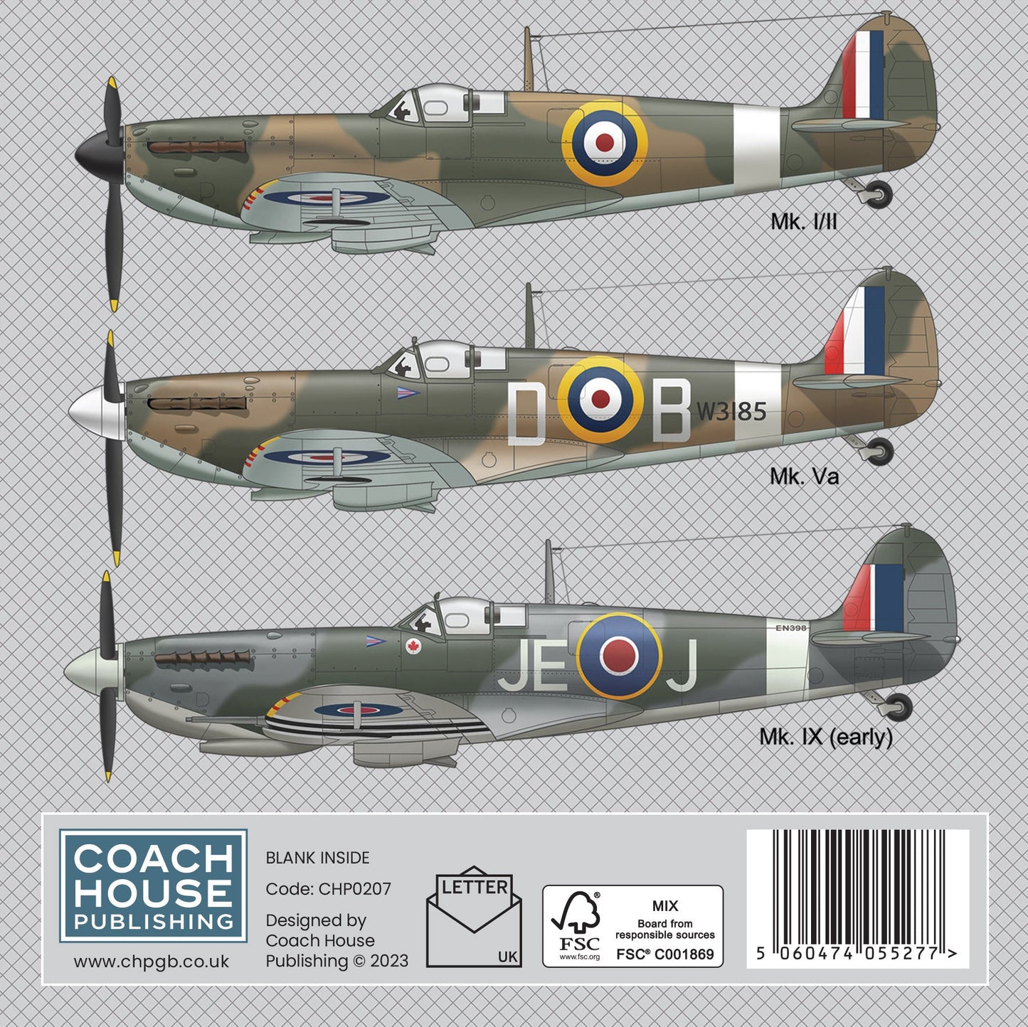 Spitfire Greetings Card (150x150 blank)