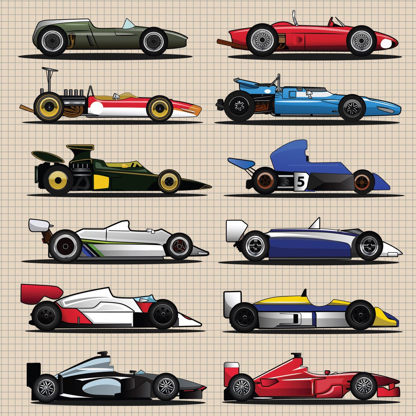 Grand Prix Racing Car Greetings Card (150x150 Blank)