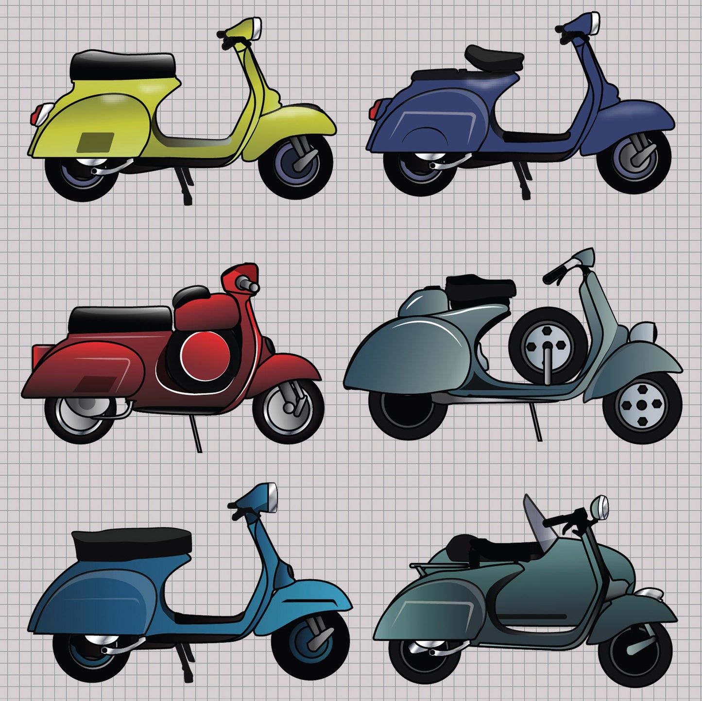 Scooter Greetings Card (150x150 Blank)