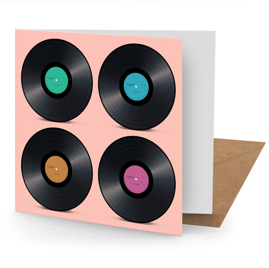 Vinyl Records Greetings Card (150x150 blank)