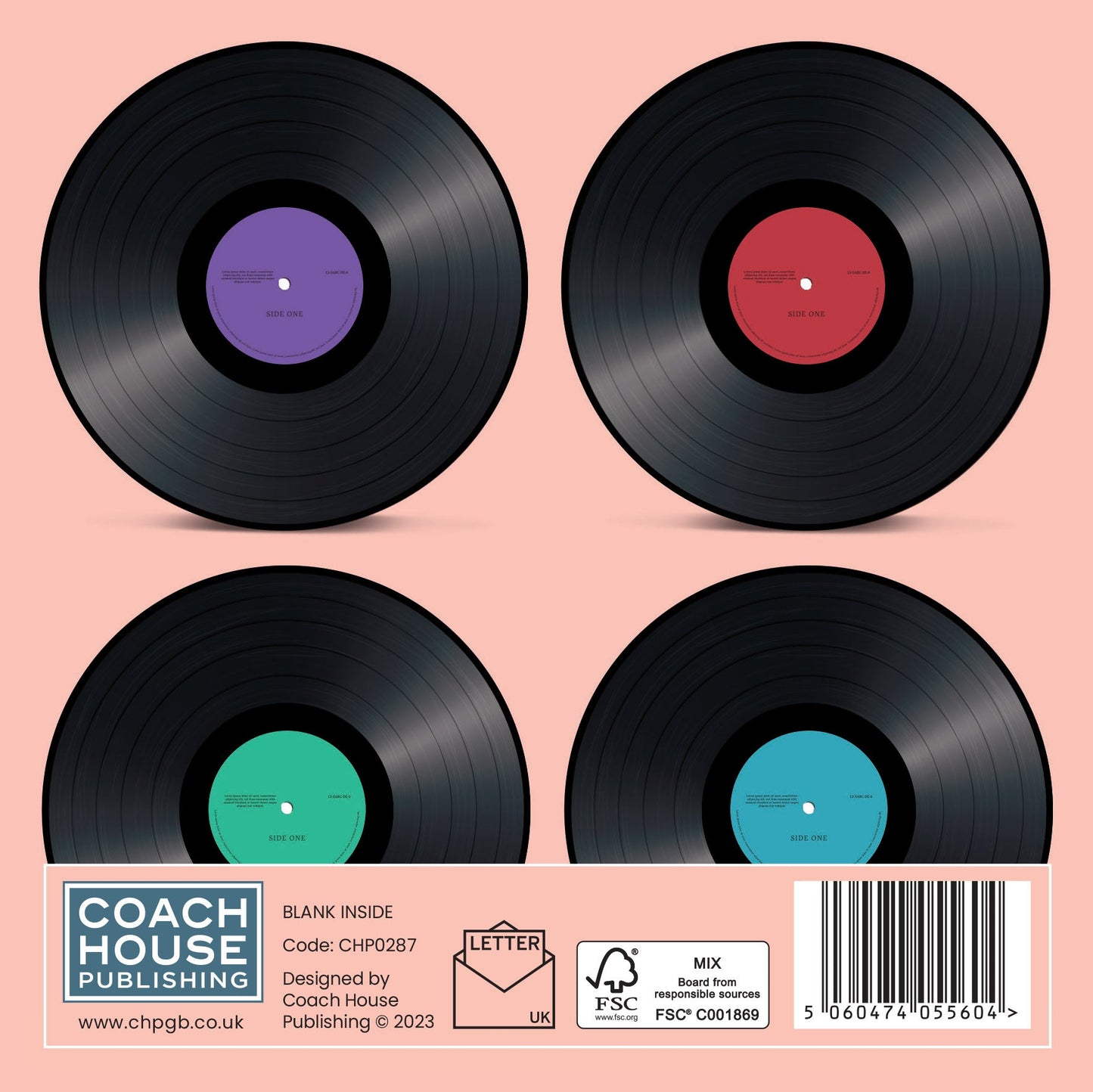 Vinyl Records Greetings Card (150x150 blank)