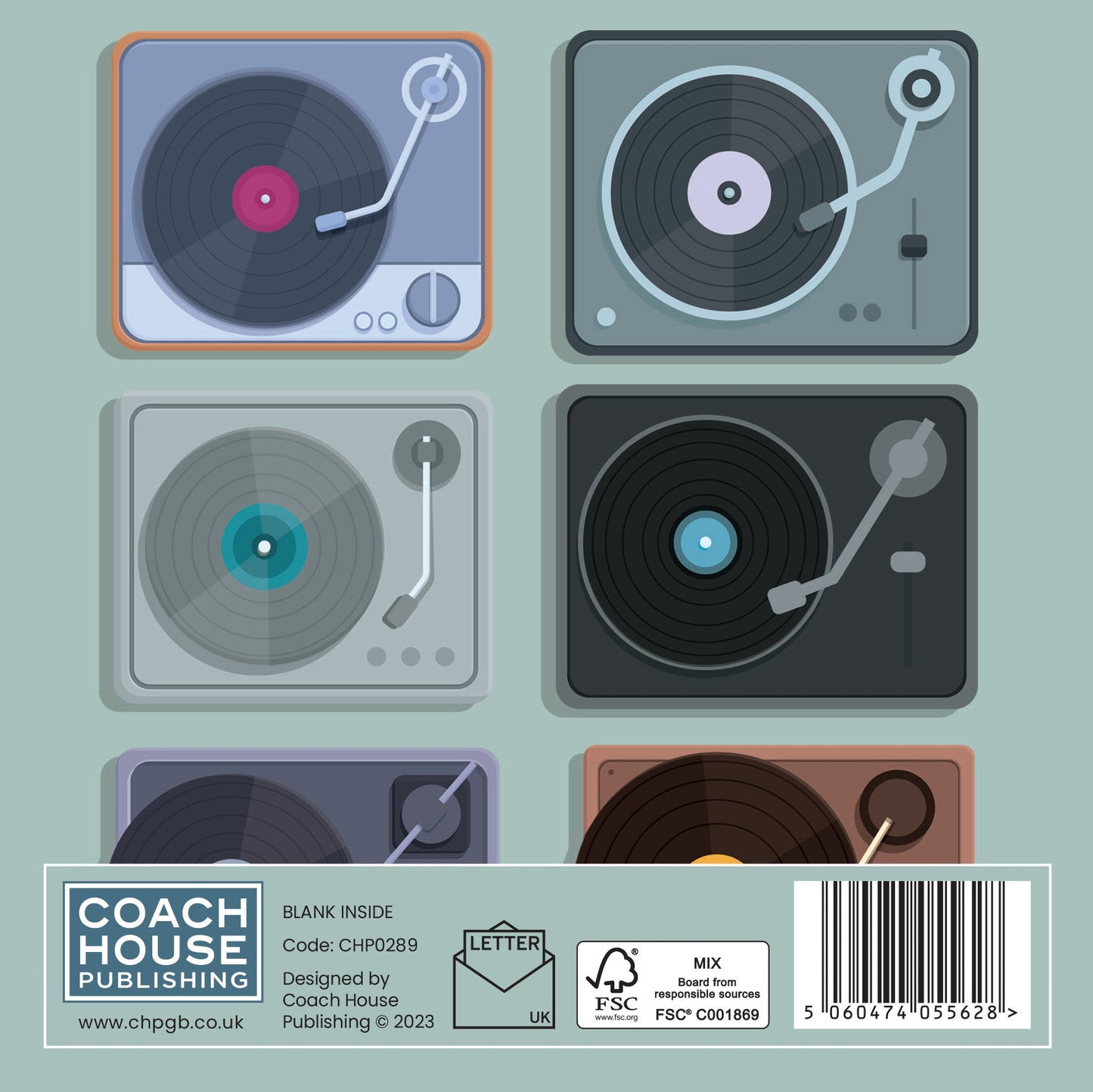 Turntables Greetings Card (150x150 blank)