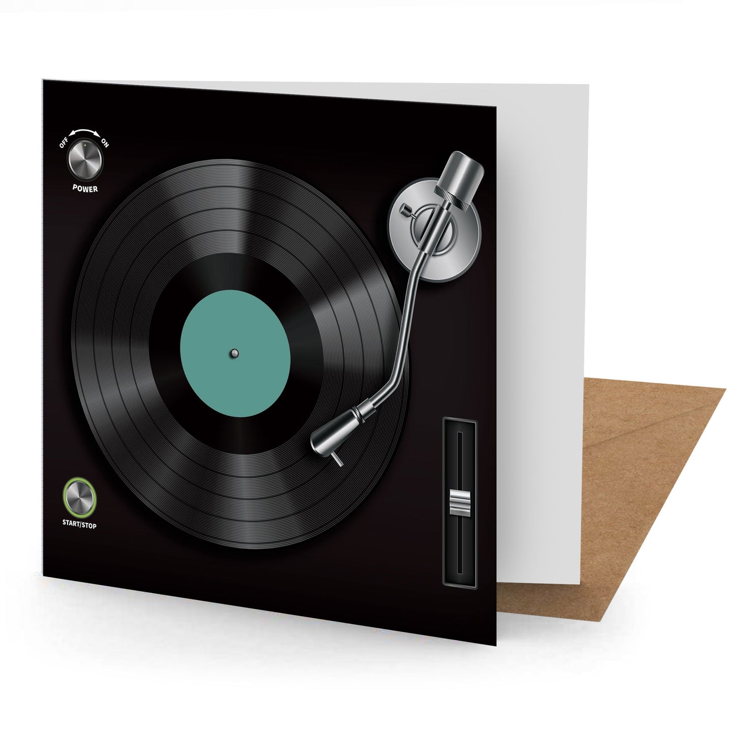 Turntable Deck Greetings Card (150x150 blank)